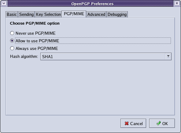 Настройки за PGP/MIME