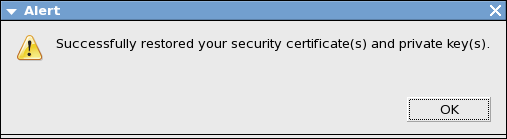 Съобщение за успешното добавяне на сертификата в хранилището на профила