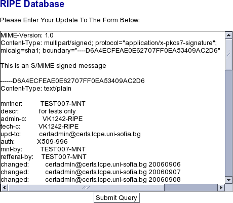 Поставяне на електронно подписана заявка във формата на syncupdate minimal