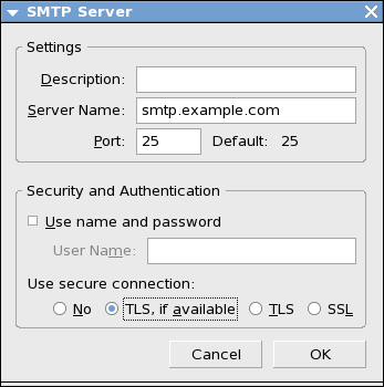 Настройки за използване на SMTP сървър, с проверка за поддържката на TLSv1 от сървърския софтуер